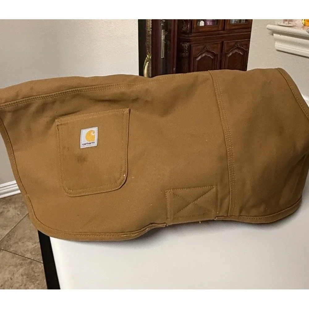 Carhartt Dog Chore Coat Insulated Fleece Vest Jacket Brown/Plaid Large